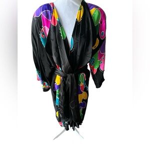 VTG Yolanda Lorente unique hand painted silk robe OOAK
